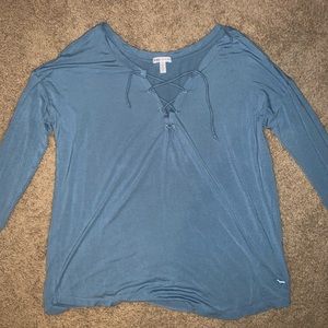 Teal Long-sleeve PINK Tie Shirt